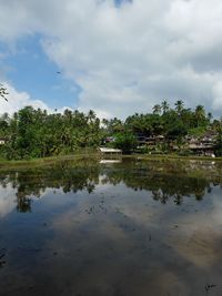 Scenic view of lake against sky