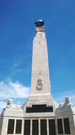 Low angle view of built structure against blue sky