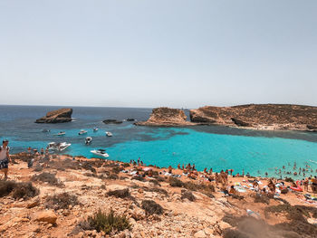 Scenic view of sea against clear sky