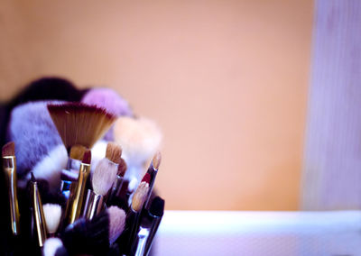 Close-up of make-up brushes