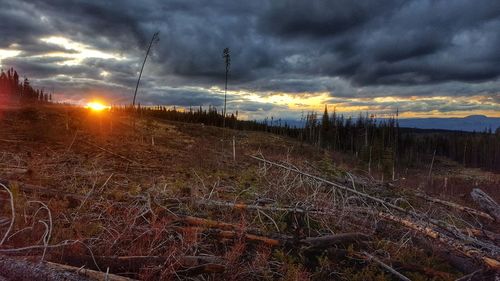 Scenic view of dramatic sky during sunset
