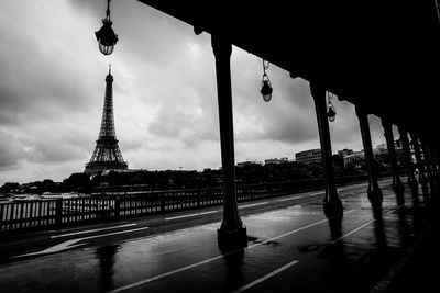 View of tower against cloudy sky