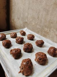 Close-up of cookies on tray