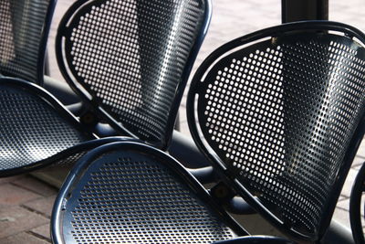 High angle view of empty seats in kitchen