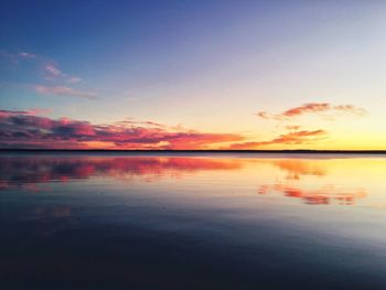 Scenic view of calm lake at sunset