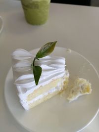 Close-up of cake slice in plate