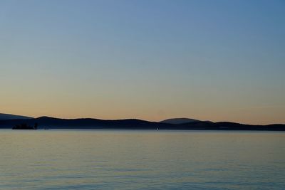 Scenic view of sea against clear sky during sunset