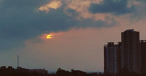 Silhouette buildings against sky during sunset
