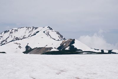 Scenic view of snow covered mountain against sky