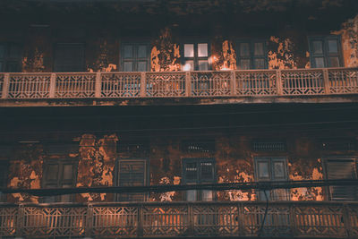 Low angle view of rustic abandoned building