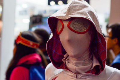 Rear view of woman wearing hat