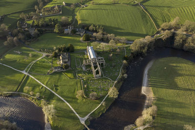 High angle view of agricultural field