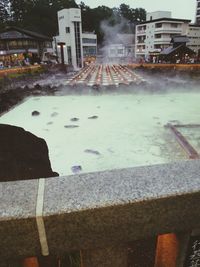 Water flowing in city