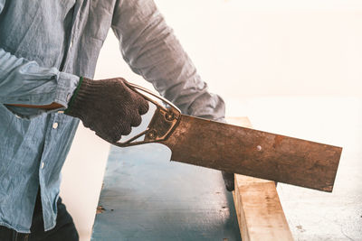 Man working on wood