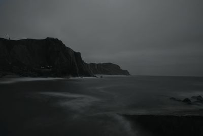 Scenic view of sea against clear sky