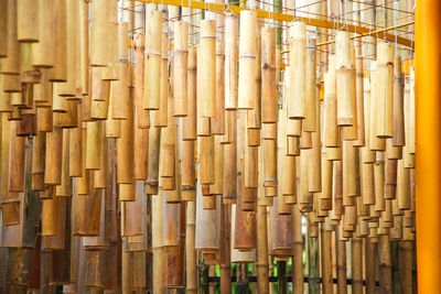 Bamboo decoration hanging on metal