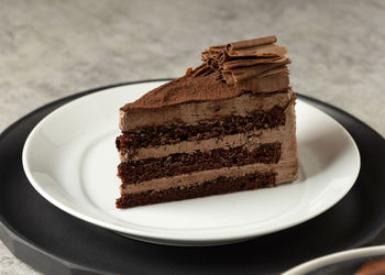 Close-up of cake in plate on table