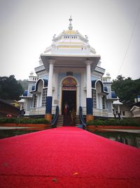 Low angle view of temple against building