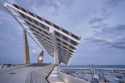 Low angle view of modern buildings against sky