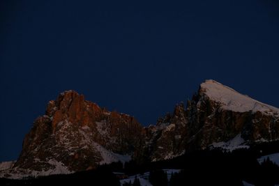 Low angle view of rocky mountains against sky