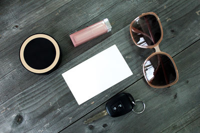 High angle view of coffee on table