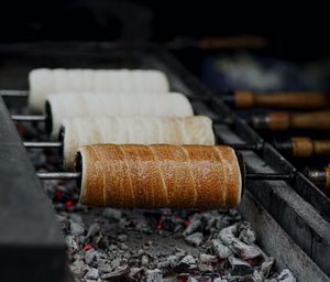 Close-up of sweet food in factory