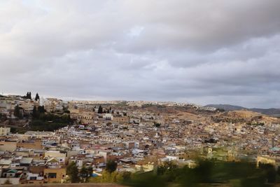 High angle view of townscape against sky