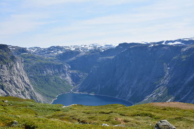 Scenic view of mountains against sky