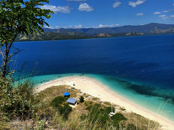 High angle view of sea against sky