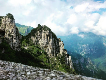 Scenic view of rocky mountains against sky