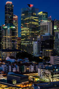 Illuminated city lit up at night