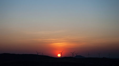 Scenic view of silhouette landscape against sky during sunset