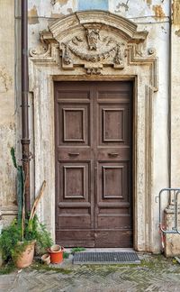 Closed door of old building