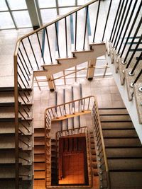 Directly above shot of spiral staircase in building