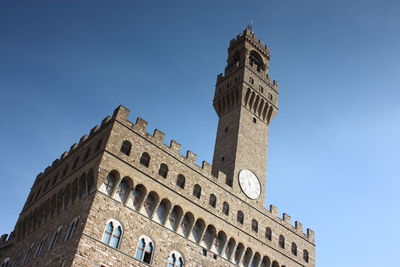 Low angle view of historical building against blue sky