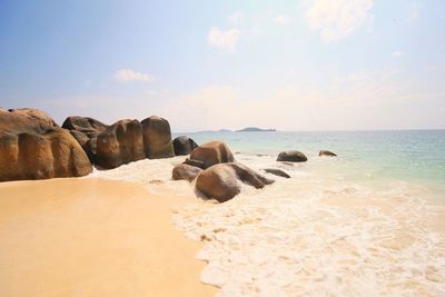 Scenic view of beach against sky