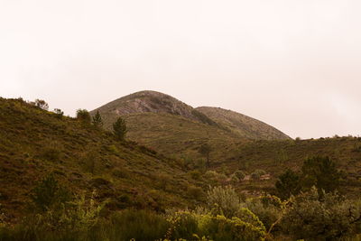 Scenic view of mountains against clear sky