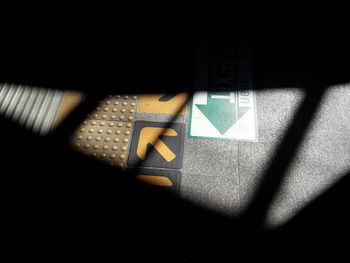 Close-up of text on floor