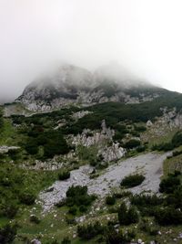 Scenic view of landscape and mountains against sky