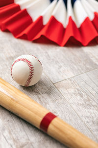 Close-up of baseball on table