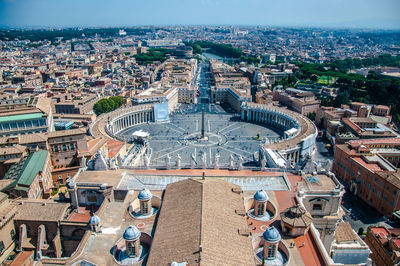 High angle view of buildings in city