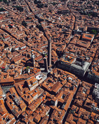 High angle view of buildings in city