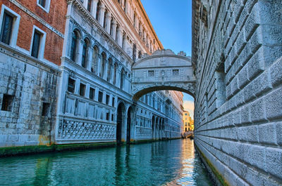 Bridge over canal in city