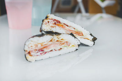 Close-up of sushi on table