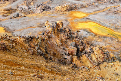 Old abandoned copper and gold surface mine in apuseni mountains, romania