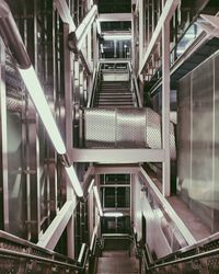 High angle view of escalator in building