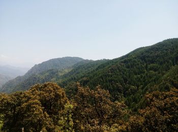 Scenic view of mountains against clear sky