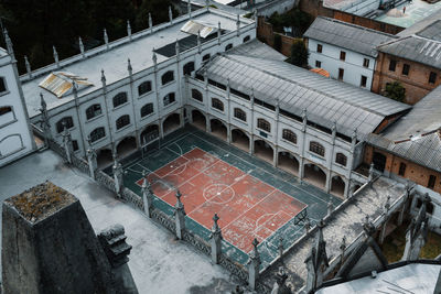 High angle view of sports ground in city