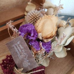 High angle view of purple flowers on table