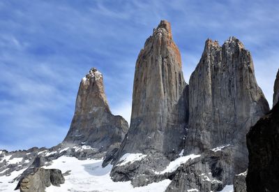 Panoramic view of snowcapped mountains against sky